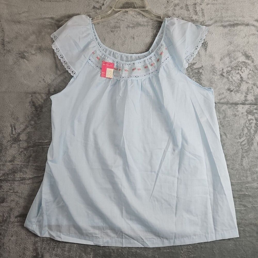 Heiress Pajama Top Vintage Sz Lg blue New babydoll